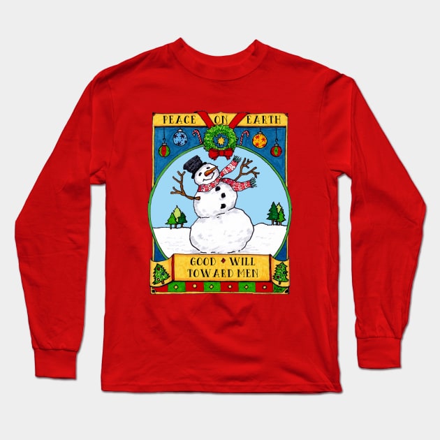 Good Will Snowman Long Sleeve T-Shirt by katydidkay